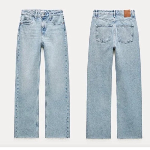 Zara High Rise Seamless Hem Straight Jeans Size 6 - Picture 2 of 9